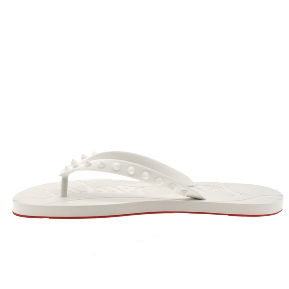 Christian Louboutin Loubi Flip Flop White Rubber Size 11 US New